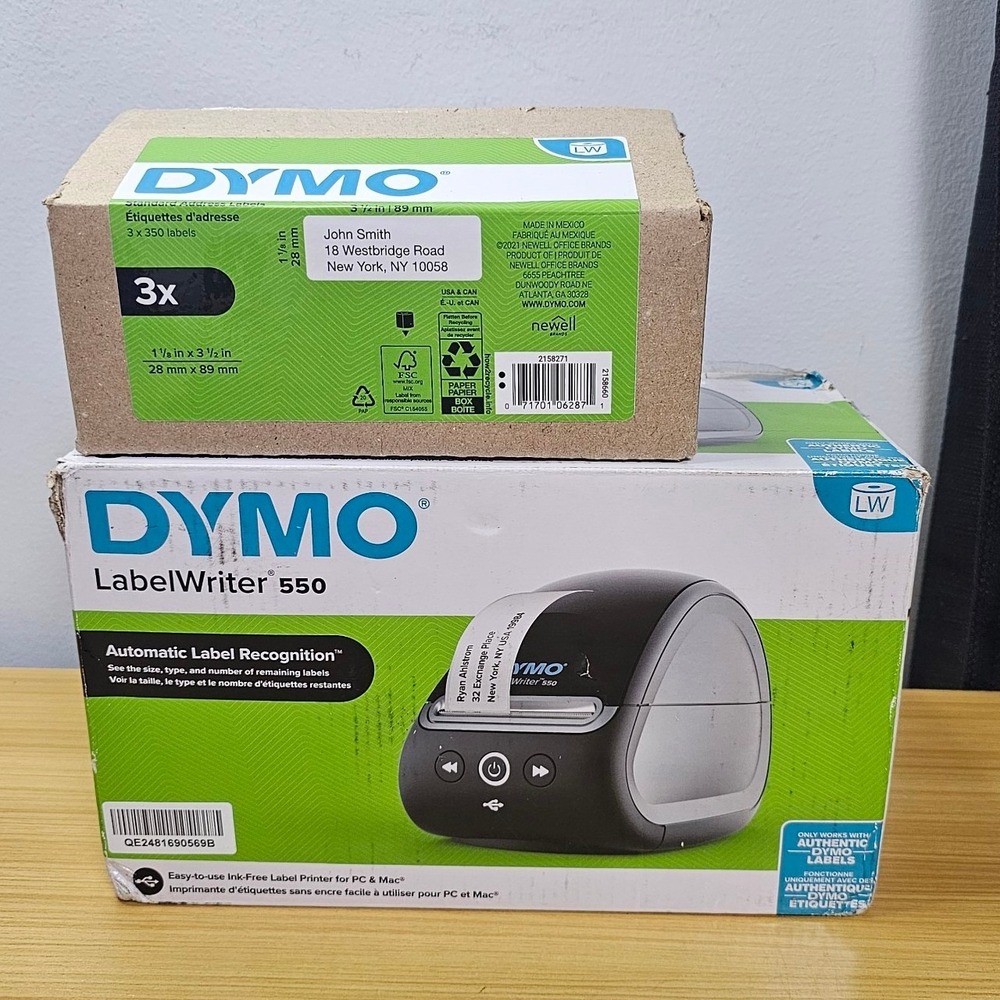 Dymo LabelWriter 550 Label Printer Model 2112552 with Labels 3x